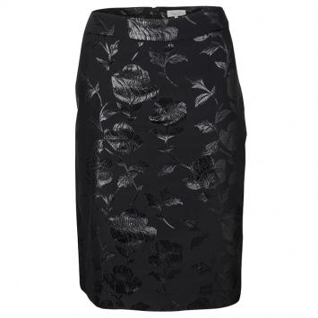 Pre Owned Paul and Joe Black Floral Pattern Lorelei Pencil Skirt L
