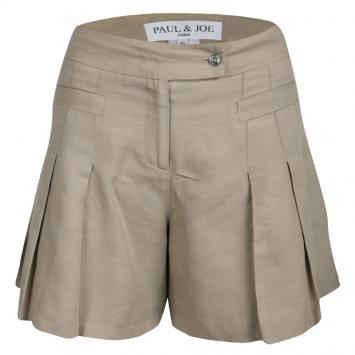 Pre Owned Paul & Joe Beige Pleated High Waist Shorts M