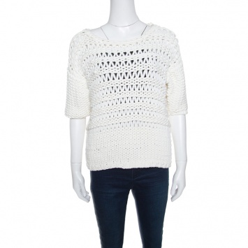 Pre Owned Paul and Joe Off White Chunky Open Knit Oversized Top M