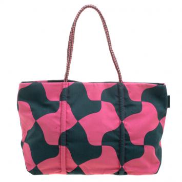 Pre Owned Paule Ka Pink/Green Canvas Printed Tote
