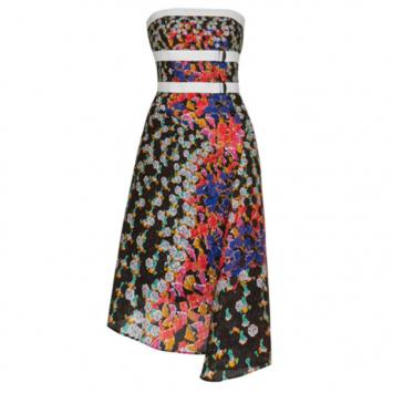 Pre Owned Peter Pilotto Beck Strapless Printed Dress M
