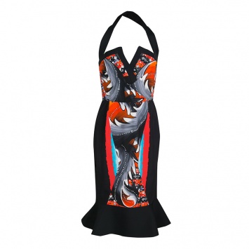 Pre Owned Peter Pilotto Multicolor Printed Victoria Halter Flounce Dress M
