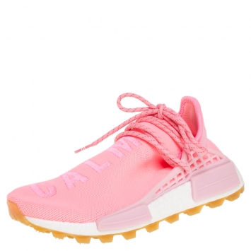 Pre Owned Pharrell Williams x Adidas Pink Knit Fabric HU NMD PRD Sneakers Size 40