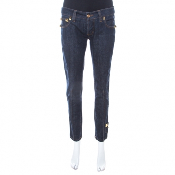 Pre Owned Philipp Plein Limited Edition Indigo Denim Rockstud Embellished Fitted Jeans M 
