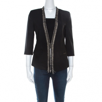 Pre Owned Philipp Plein Couture Black Wool Crystal Embellished Tailored Jacket S