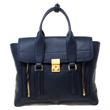 Pre Owned 3.1 Phillip Lim Navy Blue Leather Medium Pashli Satchel 