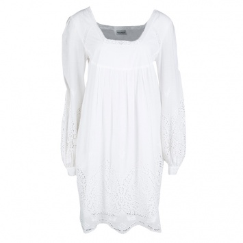 Pre Owned Philosophy di Alberta Ferretti White Eyelet Embroidered Cotton Long Sleeve Dress M
