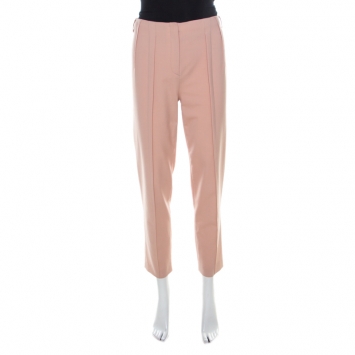 Pre Owned Philosophy di Alberta Ferretti Blush Pink Crepe Pleat Detail Straight Fit Trousers S