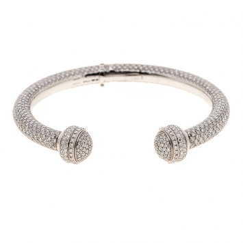 Pre Owned Piaget Possession Diamond Pave White Gold Open Bangle Bracelet