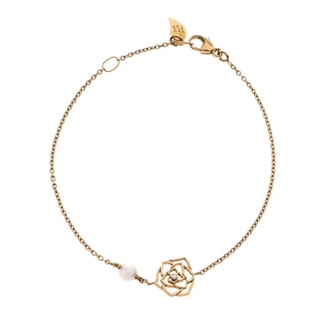 Pre Owned Piaget Rose Diamond & Cultured Pearl 18K Rose Gold Bracelet