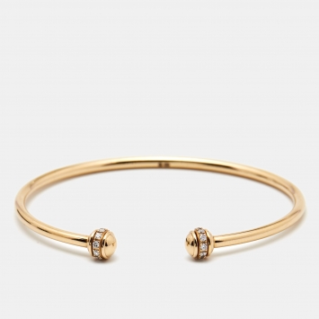 Pre Owned Piaget Possession Diamonds 18k Rose Gold Open Cuff Bracelet 15