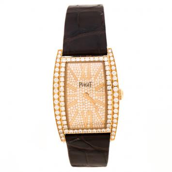 Pre Owned Piaget 18K Rose Gold Diamonds Limelight Tonneau G0A39192 Women's Wristwatch 27 mm