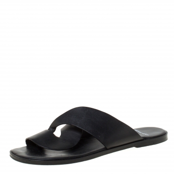 Pre Owned Pierre Hardy Black Twisted Leather Slide Sandals Size 38