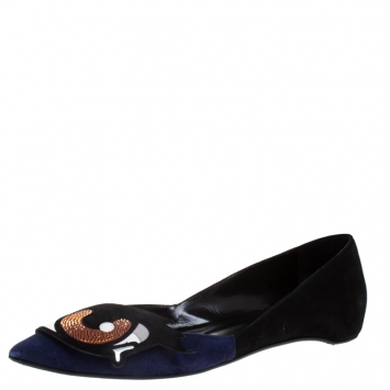 Pre Owned Pierre Hardy Multicolor Suede Oh Roy Eye Ballet Flats Size 40