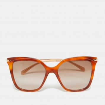 Pre Owned Pomellato Brown/Gold Gradient PM0093S Cat Eye Sunglasses