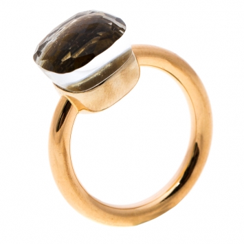 Pre Owned Pomellato Nudo White Topaz 18k Rose Gold Ring Size 50