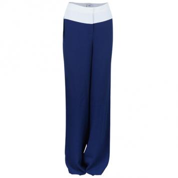 Pre Owned Prabal Gurung Navy Tuxedo Wide Leg Pants L