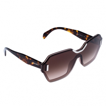 Pre Owned Prada Tortoiseshell/Brown Gradient SPR 15T Hide Geometric Sunglasses