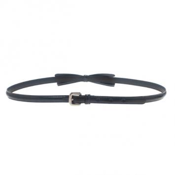 مملوكة مسبقًا Prada Black Patent Bow Waist Belt 75CM