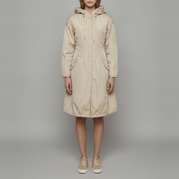 Pre Owned Prada Beige Nylon Zip Up Smocking Detail Raincoat M 
