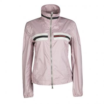 Pre Owned Prada Sport Alabastro Pink Nylon Zip Front Jacket M