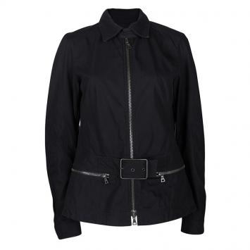 Pre Owned Prada Sport Black Cotton Zip Front Buckle Detail Jacket L
