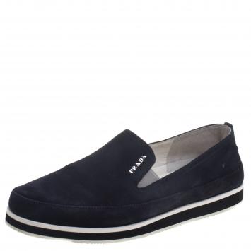 Pre Owned Prada Sport Navy Blue Suede Slip On Loafers Size 37