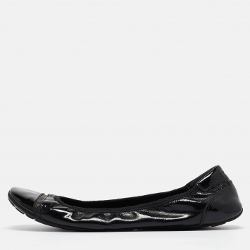 Pre Owned Prada Sport Black Patent Leather Cap Toe Ballet Flats Size 40