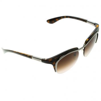 Pre Owned Prada Brown Tortoise SPR 68O Dixie Cat Eye Sunglasses