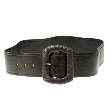 مملوكة مسبقًا Prada Metallic Grey Leather Waist Belt 80 CM