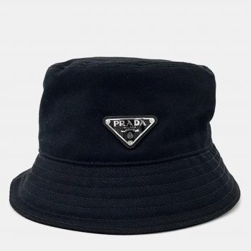 Pre Owned Prada Black Cotton Bucket Hat