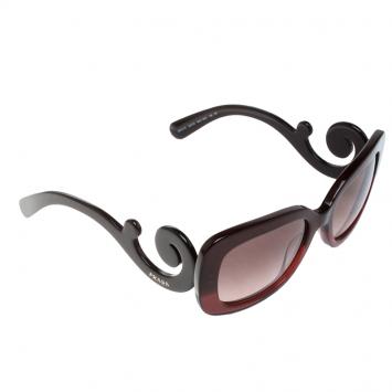 Pre Owned Prada Burgundy SPR 270 Baroque Butterfly Sunglasses