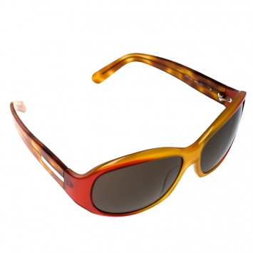 Pre Owned Prada Red Orange/Black SPR01E Square Sunglasses 