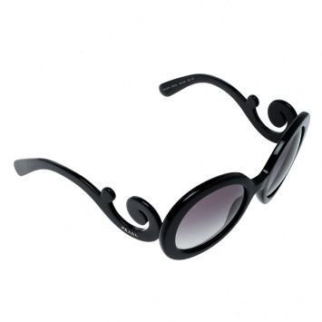 Pre Owned Prada Black/Black Gradient SPR27N Baroque Round Sunglasses