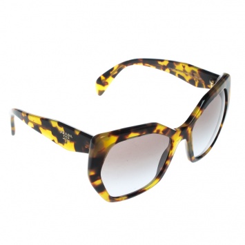 Pre Owned Prada Tortoise/Brown Gradient SPR16R Geometric Sunglasses