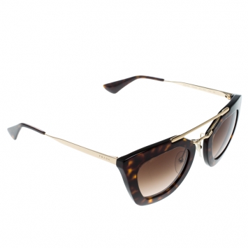 Pre Owned Prada Havana Brown/ Brown Gradient SPR09Q Cinema Polygonal Sunglasses