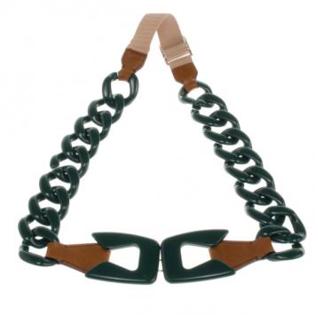 Pre Owned Prada Green Plastic Chain Belt 80 CM