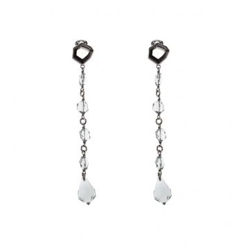 Pre Owned Prada Clear Bead Crystal Clip-on Long Drop Earrings