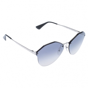 Pre Owned Prada Silver/Blue Gradient  Sunglasses SPR64T Aviator Sunglasses