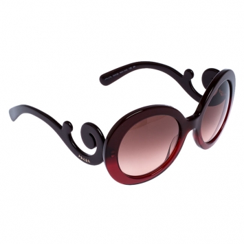 مملوكة مسبقًا Prada Burgundy/ Brown Gradient SPR 27N Baroque Round Sunglasses