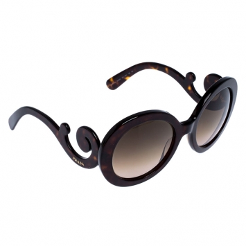 Pre Owned Prada Brown Havana/Brown Gradient SPR27N Baroque Round Sunglasses