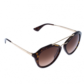 Pre Owned Prada Brown Tortoise Gradient SPR 120-A Double Bridge Sunglasses