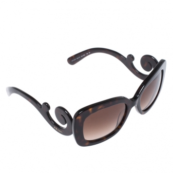 Pre Owned Prada Havana Brown/ Brown Gradient SPR270 Baroque Rectangle Sunglasses