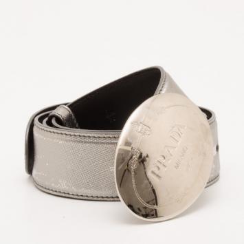مملوكة مسبقًا Prada Metallic Silver Belt
