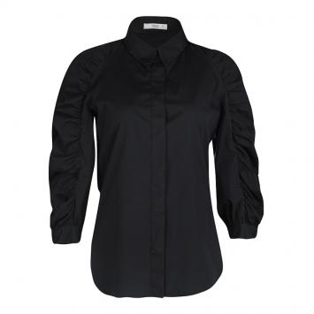 Pre Owned Prada Black Ruched Long Sleeve Blouse M