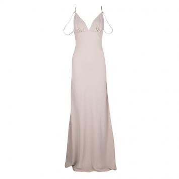 Pre Owned Prada Pale Pink Crystal Strap Cutout Back Maxi Dress S