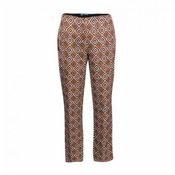 Pre Owned Prada Multicolor Diamond Print Silk And Wool Blend Cropped Pants M