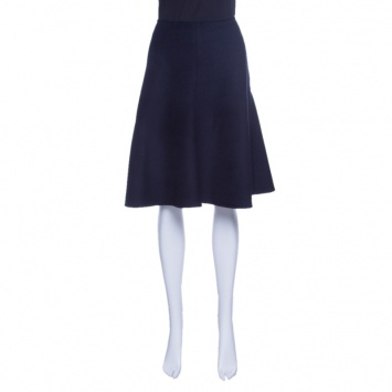 Pre Owned Prada Navy Blue Angora Wool A-Line Skirt S
