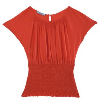 Pre Owned Prada Red Pleated Top M