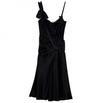 Pre Owned Prada Silk Pleated Dress L